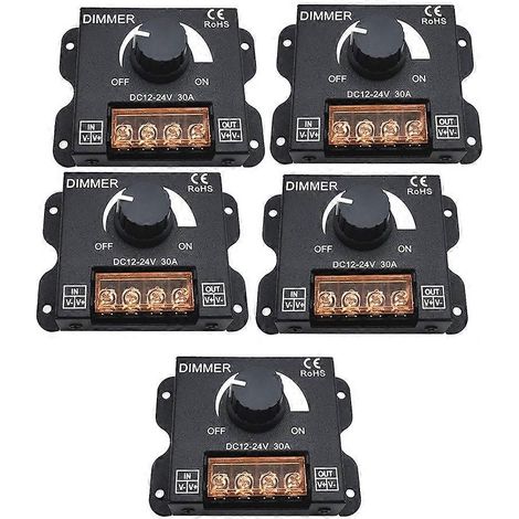 Packung mit 5 12V/24V DC LED-Dimmern, 30A Spannungsregler, einstellbarer Controller für LED-Streifen. (1/5)