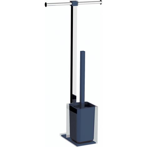 Colonnina portarotolo e scopino WC acciaio inox e resine termoplastiche serie Rainbow Gedy RA32 Blu Petrolio (1/2)