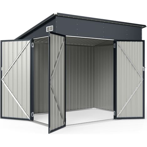 Capannone da esterno con tre ante 235 x 174 x 197 cm sicuro design moderno acciaio zincato grigio scuro 200017471