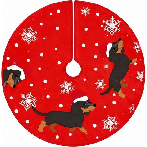 Jupe de sapin de Noël, imprimé peluche courte, doré, 120 cm, cache-pied de sapin de Noël 120 cm - 5 (1/4)