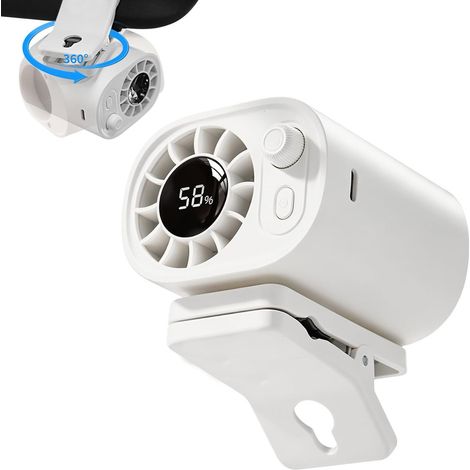 Ventilateur de voiture à pince écran LED, rotation 360°, mini ventilateur portable USB rechargeable — idéal pour l’été, le bureau, l’extérieur et les voyages (1/5)