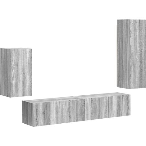Ensemble meuble TV 4 pcs Gris Sonoma Bois d'ingénierie (1/5)