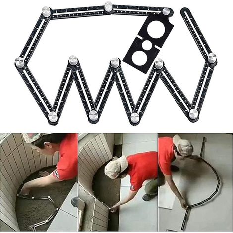 Schablonenwerkzeug – Winkelschablone – Mehrwinkel-Messlineal – Aluminiumlegierung – 12 Seiten- Schwarz (1/5)