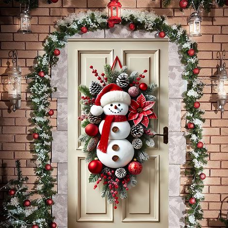 Weihnachtliche Türdecke aus Polyester, Schneemannmotiv, 90 x 180 cm (1/4)