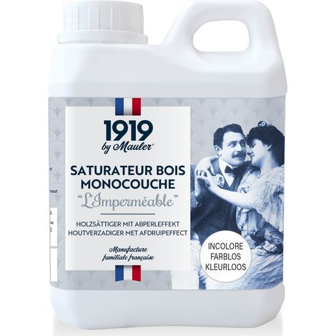 Saturateur bois monocouche déperlant - 0,5L Mat Incolore - Protection terrasse UV et intempéries - L'imperméable 1919 by Mauler