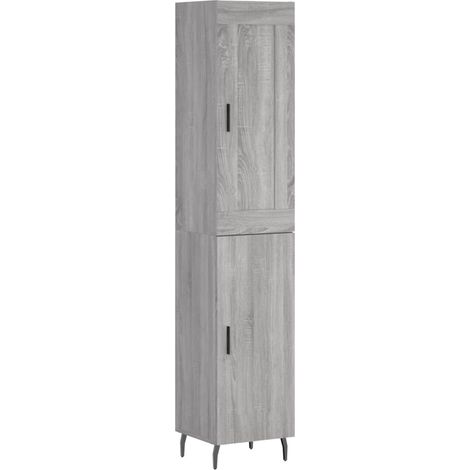 Buffet bahut commode armoire meuble de rangement organisateur cuisine salle de séjour salon haut sonoma 34,5 x 34 x 180 cm bois d'ingénierie gris