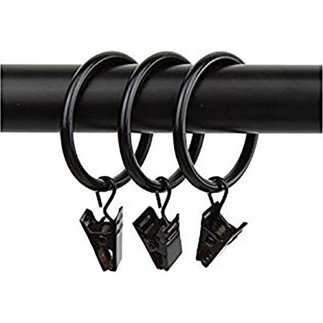 Secodir – Lot de 10 anneaux pinces en métal Ø35 mm – Fixation rapide pour rideaux légers – Pour coton léger et voilages