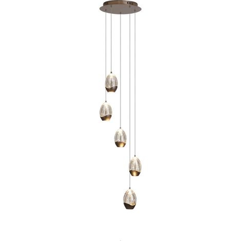 Searchlight Seeds Suspension à 5 lumières, diffuseur champagne, 49 W, 3000 K (1/5)