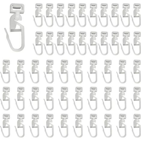 Lot de 50 crochets de rideau à suspendre En plastique Blanc Pour caravane, camping car (1/5)