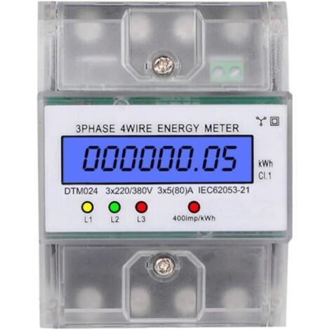 Sollbry Compteur D'éNergie Triphasé 4 Fils 220/380V 5-80A Consommation D'éNergie KWh Compteur Installation sur Rail DIN Compteur de Puissance NuméRique (1/5)