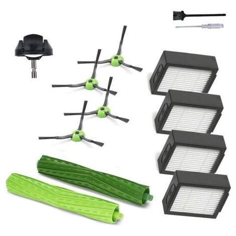 QORVA
-Accessoires et pièces de rechange pour iRobot Roomba j7 i7 i6 i3 i4 i2 i5 i8 i1+/Plus e5 e6 série I E J - 1 brosse à rouleaux en caoutchouc, 1 roue pivotante, 4 filtres, 4 brosses latérales noi