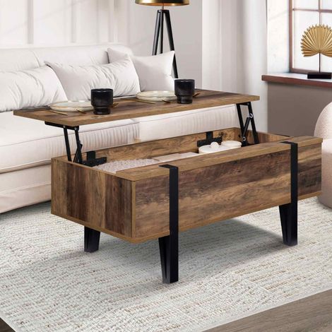 Mesa de centro AUSTRIA con tablero de madera elevable y base de pasador (1/5)