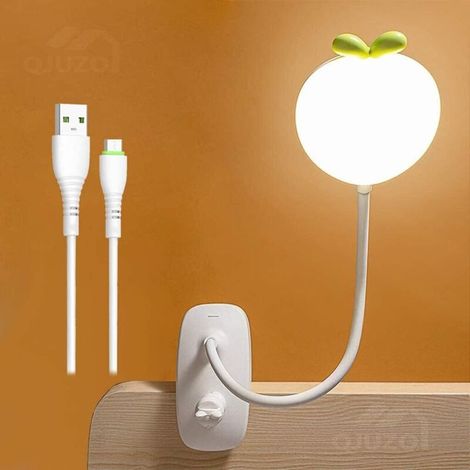 Lampada a clip per bambini, lampada da lettura a LED ricaricabile e dimmerabile, luce notturna flessibile a 360° con controllo touch, batteria da 2400 mAh, lampada da scrivania USB wireless per letto, (1/4)