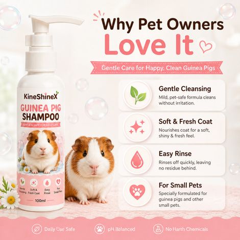 KineShineX Meerschweinchen-Shampoo reinigt sanft, entfernt Gerüche und macht das Fell glatt und flauschig. (1/5)