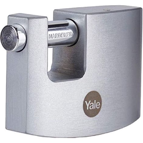 YALE Lucchetto corazzato in ottone di massima sicurezza con finitura cromata Y124B/60/110/1, corpo 60 mm, gancio in acciaio indurito, 3 chiavi