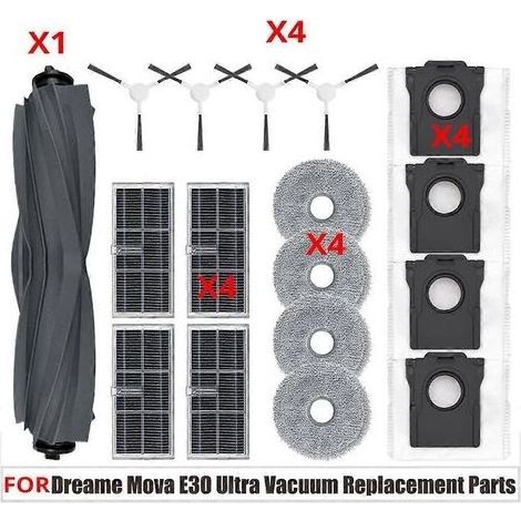 Pièces détachées pour balayeuses Dreame Mova E30 : brosses latérales du tambour, filtres HEPA, chiffons de nettoyage, sacs à poussière et accessoires (1/5)