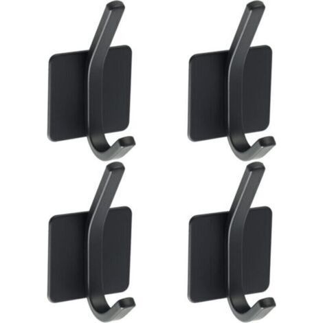 4 Pcs Crochet Adhésif Patère Murale Adhésive en Acier Inoxydable SUS 304 Porte Manteau Mural Noir Porte Serviette pour Salle de Bain ou Cuisine, (1/5)