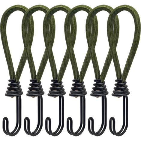 6pcs Tendeur en Caoutchouc avec Crochets en Spirale pour Tentes, bâches, bannières en PVC, Pavillons, Trampolines, Voile d'ombrage