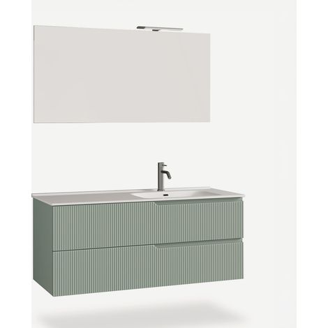 Mobile bagno sospeso con specchio e lavabo Venere DX - Verde