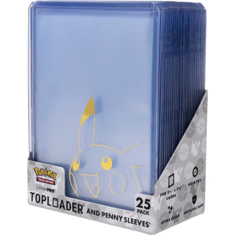 Set mit 25 Pikachu Toploadern und 25 Ultra Pro Penny Sleeves