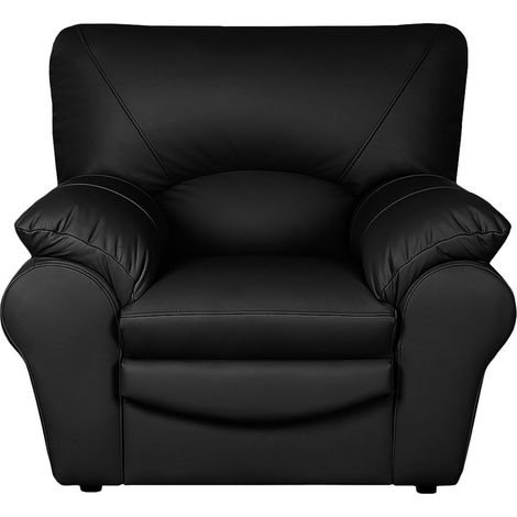 Fauteuil 1 place en 100% tout cuir italien vachette OSATIS, couleur noir (1/5)