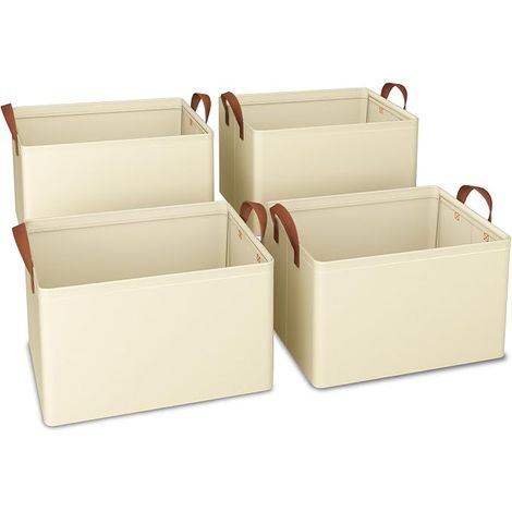 Boîtes de Rangement Cubes pliables en tissu avec poignées Pour ranger les jouets et les vêtements 413223CM Beige (1/5)