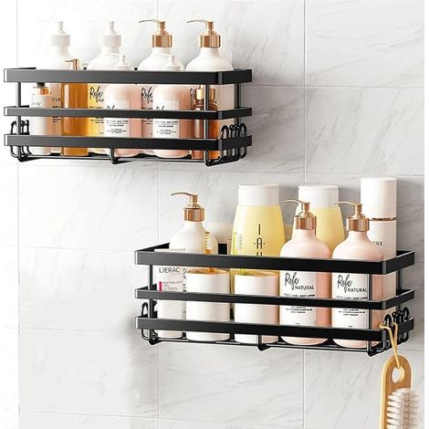 Mensola per Bagno Organizer Doccia Loft Set da 2 Pezzi Nero (1/5)