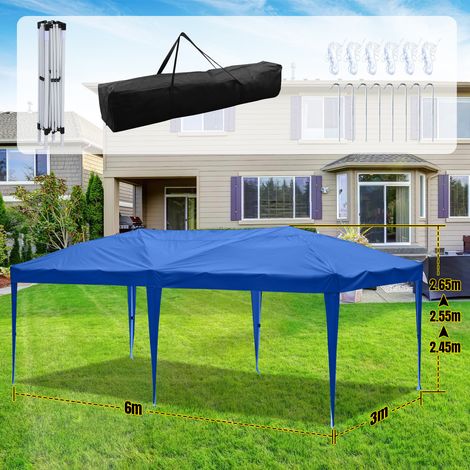Wolketon Faltpavillon Pavillons & Partyzelte 3x6m, Festzelt Gartenzelt für Garten Terrasse Feier Party, Wasserdich ohn Seiten Blau