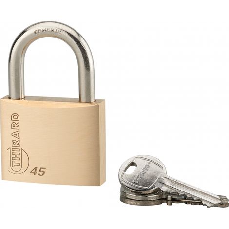Lucchetto a chiave Tipo 1, ottone, interno, arco in acciaio, 40mm, 3 chiavi - THIRARD