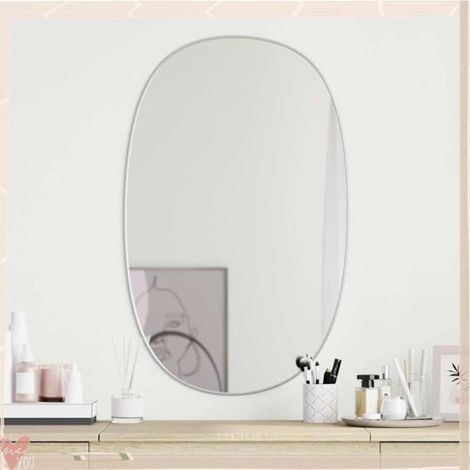 Miroir mural - VINGVO - 348214 - Argenté - 80 x 50 cm - Cadre PVC (1/5)