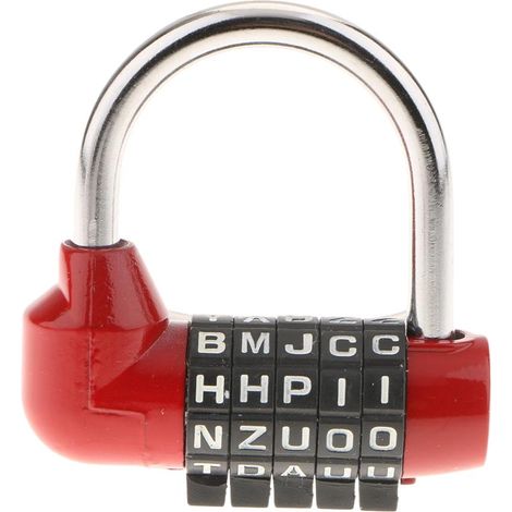 Alliage De Zinc 5 Lettres De Cadran Combinaison Cadenas Code Mot De Passe Serrure Rouge (1/5)
