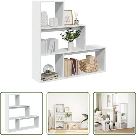 Raumteiler -  Raumteiler-Bücherregal 3 Stufen Weiß 123x29x123cm Holzwerkstoff (1/5)