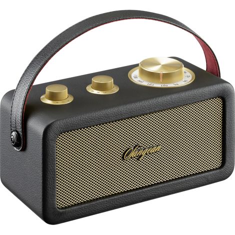 Sangean RA-101 Schwarz Gold. Retro-Design de aus Holz und Kunstleder. Bluetooth 5.0. Autonomie 19 Stunden mit einer vollen Ladung. AUX-Eingang für externe Audioquellen. (1/5)