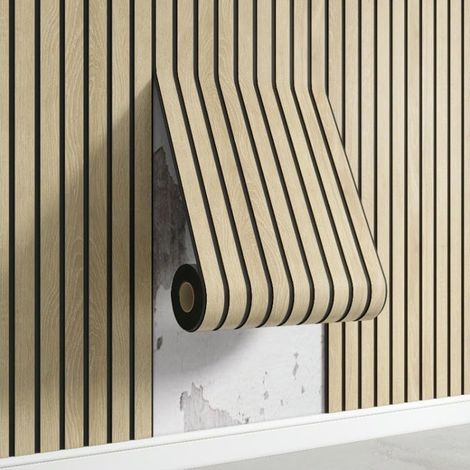 Selbstklebende PVC-Lamellenwandpaneele, 300 x 40 cm, dickes Paneel in Eichenholzoptik, 3D-Schallschutz für Wände und Decken, Stil 2 (1/5)