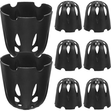 8 Pièces Panier Inférieur de Pot de Fleurs en Plastique Noir Léger et Ventilé Filtre à Maille pour Drainage et Aération Efficace du (1/4)