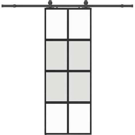 Maison Exclusive - Schiebetür mit Beschlag Schwarz 76x205 cm Hart