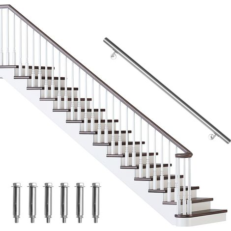 TolleTour Corrimano inox 120 cm Ø42 mm in acciaio inox 304, ringhiera a parete spazzolata per scale balcone terrazza interno esterno (1/5)