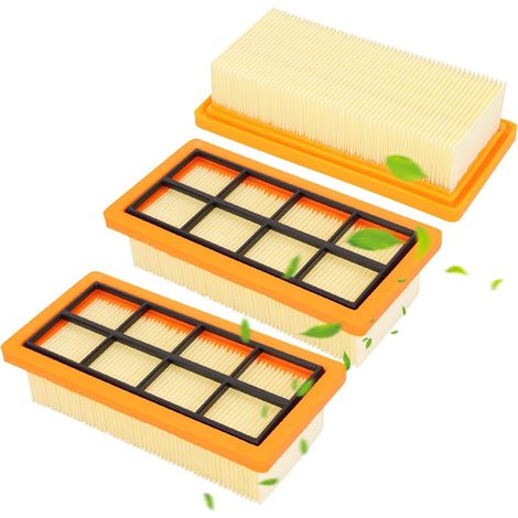 Lot de 3 filtres plissés plats pour Kär-cher AD 2, AD 2 Battery, AD 3, AD3 Premium, AD 4, AD4 Premium, AD 3.200, AD 3.000 - Remplace les filtres 6.4 15-953.0 (1/5)