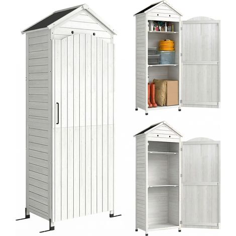 Gartenschrank Holz extra hohe Geräteschuppen mit verstellbar Ablage magnetisch Tür galvanisiert Dach Belüftung