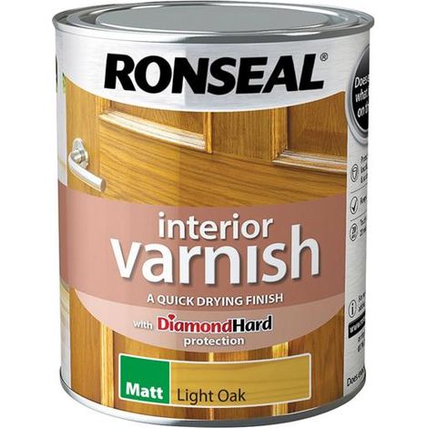 Ronseal 39429 Interior Varnish Quick Dry Matt Light Oak 750ml RSLIVMLO750