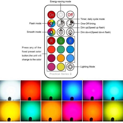 Ampoule LED E14 5W (équivalent 40W), ampoule de bougie, RGB+Blanc Chaud 2700K Dimmable par Télécommande (lot de 6) (1/4)