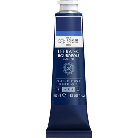 Peinture à l'huile - Fine - Bleu Phtalocyanine - 095 - Lefranc Bourgeois - 40ml (1/2)