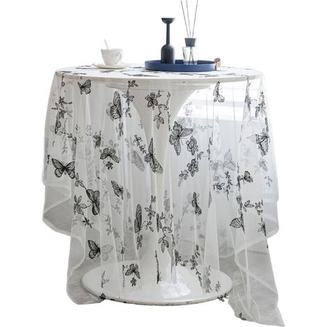 Elegante tovaglia in pizzo ricamato - 100x150 cm, farfalla nera