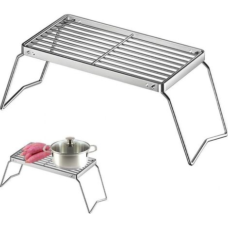 Barbecue Grill - Acier Inoxydable - Pliable - 30 x 16 cm - Pour Feu de Camp - Extérieur Camping Randonnée Jardin - 1 Pièce (1/5)