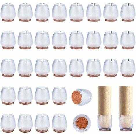 12-16mm Protection pour Meubles, 80 Pièces Silicone Transparent Embout de Chaise pour Les Jambes Rondes de Chaise (1/4)