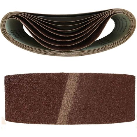 Lot de 10 bandes abrasives en tissu 75 x 457 mm Grain 40 - Bandes abrasives de qualité supérieure pour ponceuse à bande, idéales pour le ponçage grossier et l'enlèvement de matériaux