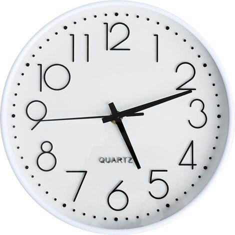 Horloge Murale Moderne de 12 Pouces, Horloge de Cuisine à Quartz Silencieuse à Piles Ronde Facile à Lire pour la Maison/Bureau/École, blanche. (1/5)