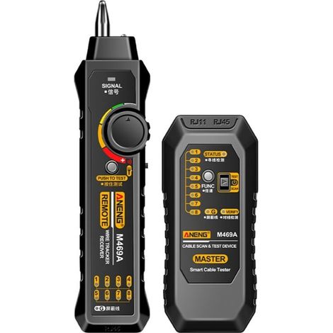 Rilevatore di cavi di rete RJ45 RJ11 M469A, tester LAN, strumento di test anti-interferenza, riparazione di rete, nero (1/4)