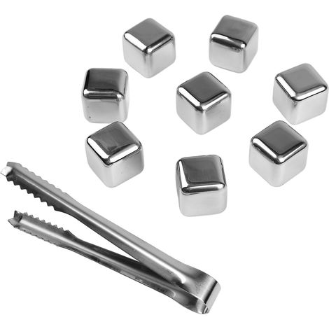 Pierres à whisky en acier inoxydable réutilisables, 27 mm, pour une congélation rapide de votre boisson préférée. (1/5)
