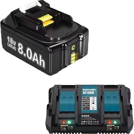Wiederaufladbarer Akku, 8000 mAh Kapazität, kompatibel mit verschiedenen Modellen, 1 x 8,0 Ah, 1 x 6 A Ladegerät, 18 V-B (1/2)